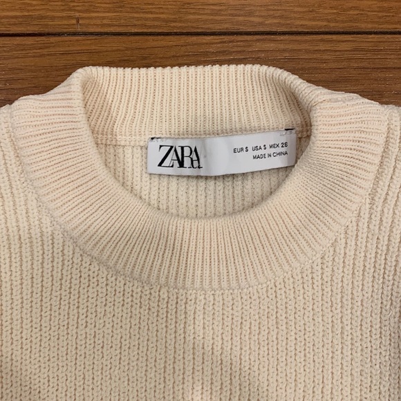 Zara Beige Balloon Sleeve Knit Crop Sweater - Picture 10 of 15